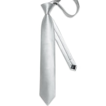 Silver Grey Solid Men's Tie Pocket Square Handkerchief Set