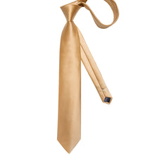 Champagne Golden Solid Men's Tie Handkerchief Cufflinks Clip Set