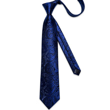 Blue Floral Men's Tie Pocket Square Handkerchief Set