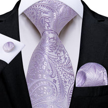 Silk Tie Lavender Purple Paisley Easy-pull Mens Dress Suit Tie Set