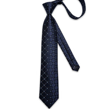 Silk Tie Berry Blue Plaid Men's Tie Handkerchief Cufflinks Set