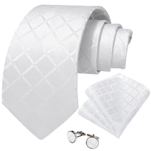 White Striped Men's Tie Pocket Square Handkerchief Set