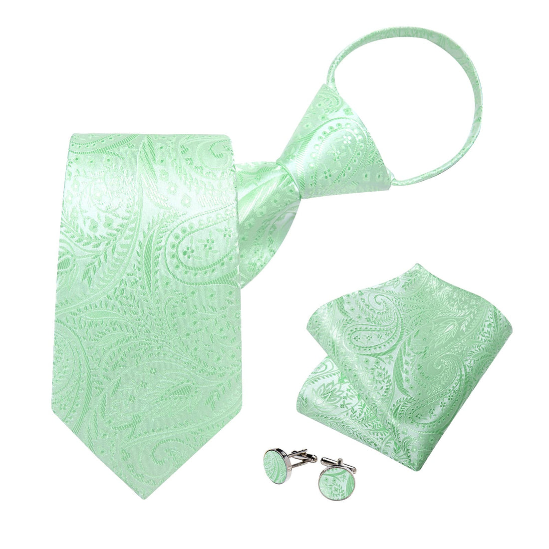 paisley green mint ties set for men