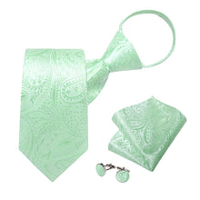 Pale Green Paisley Silk Bucket Tie