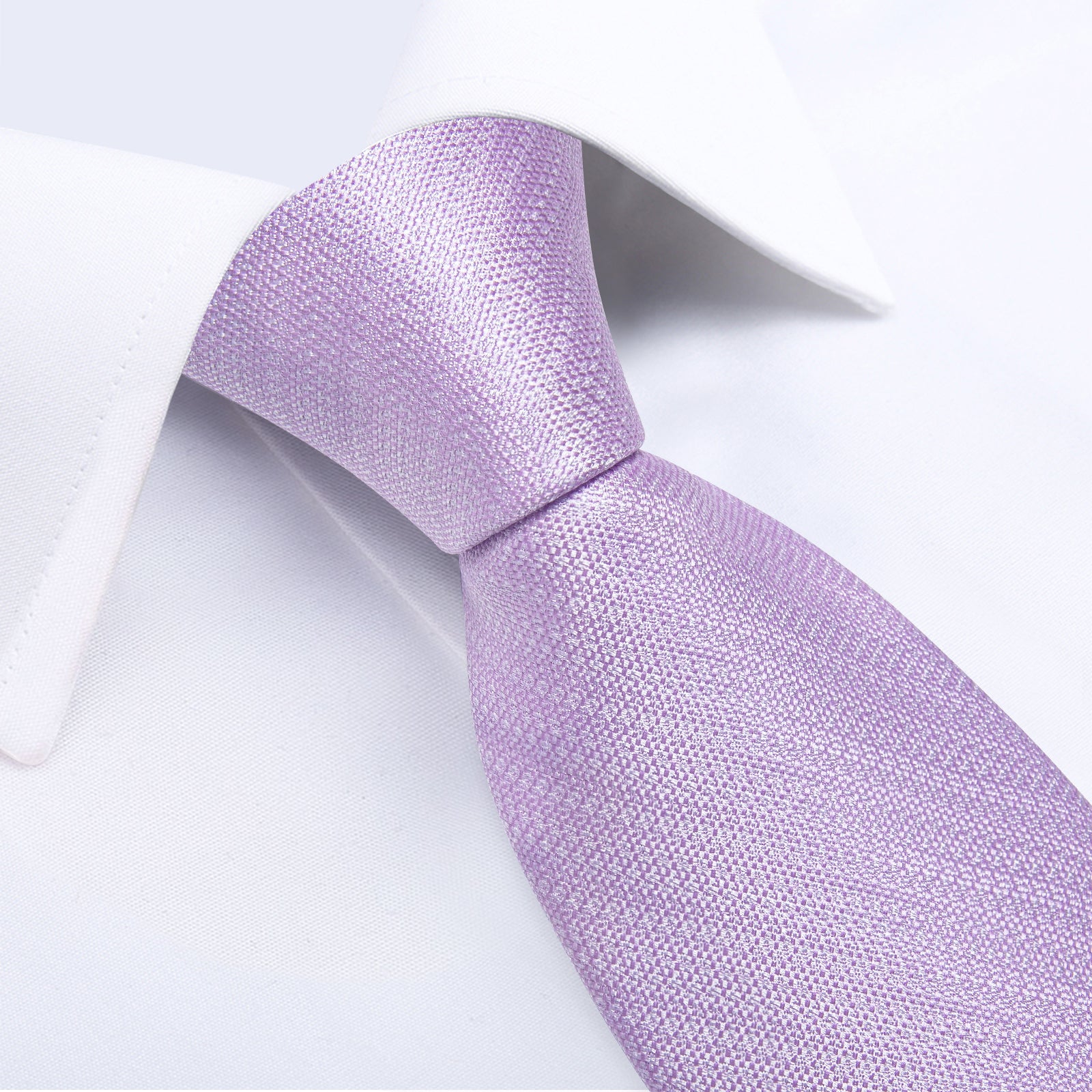 Purple Solid Men's Tie Handkerchief Cufflinks Clip Set
