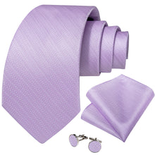 Purple Pink Solid Men's Tie Pocket Square Handkerchief Set