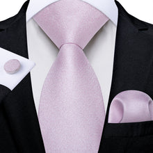 Pink Solid Men's Tie Pocket Square Handkerchief Set