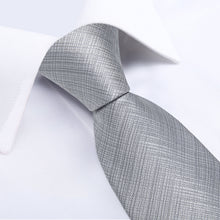 Grey Solid Men's Tie Pocket Square Handkerchief Set