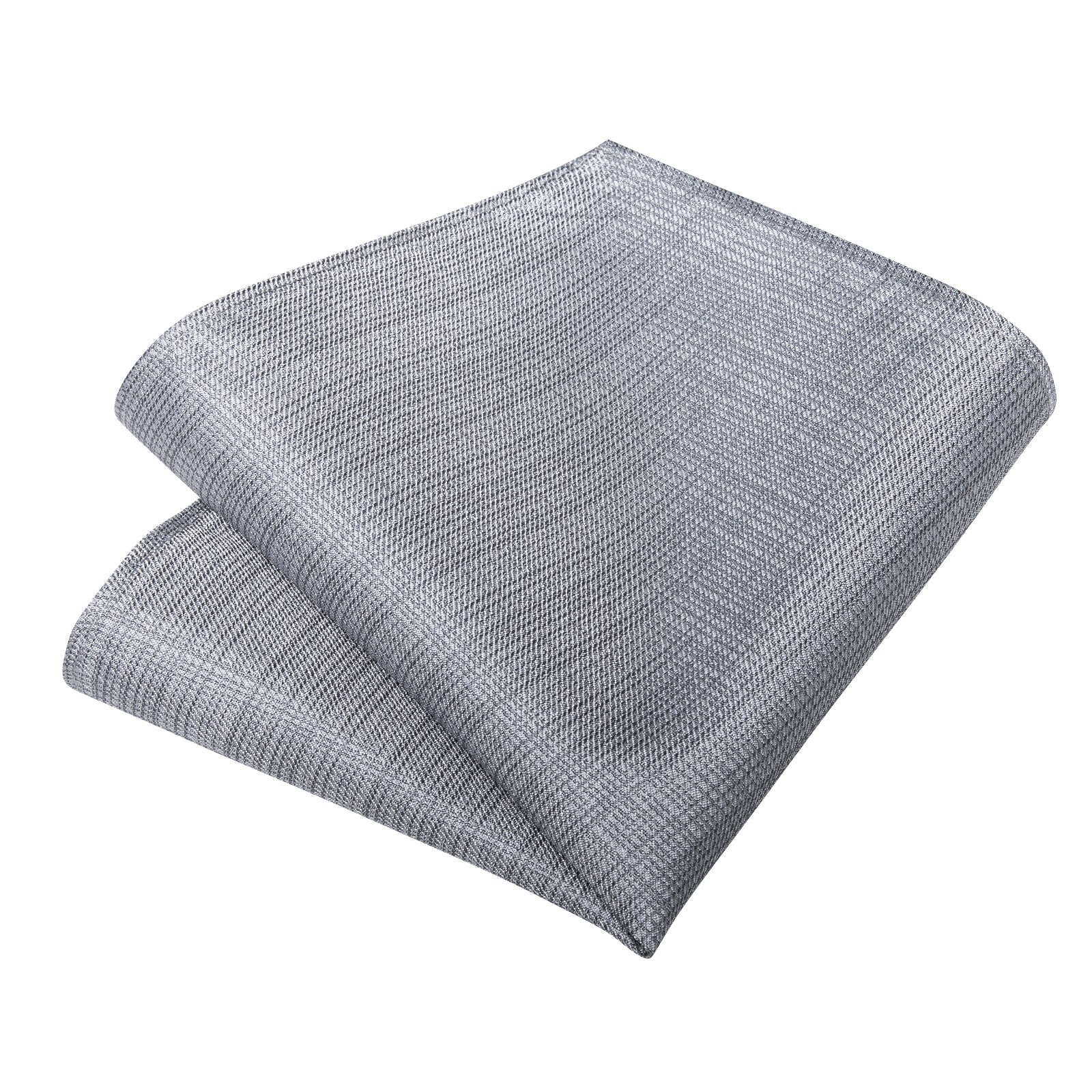 Grey Solid Men's Tie Handkerchief Cufflinks Clip Set