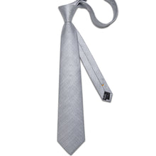 Grey Solid Men's Tie Pocket Square Handkerchief Set