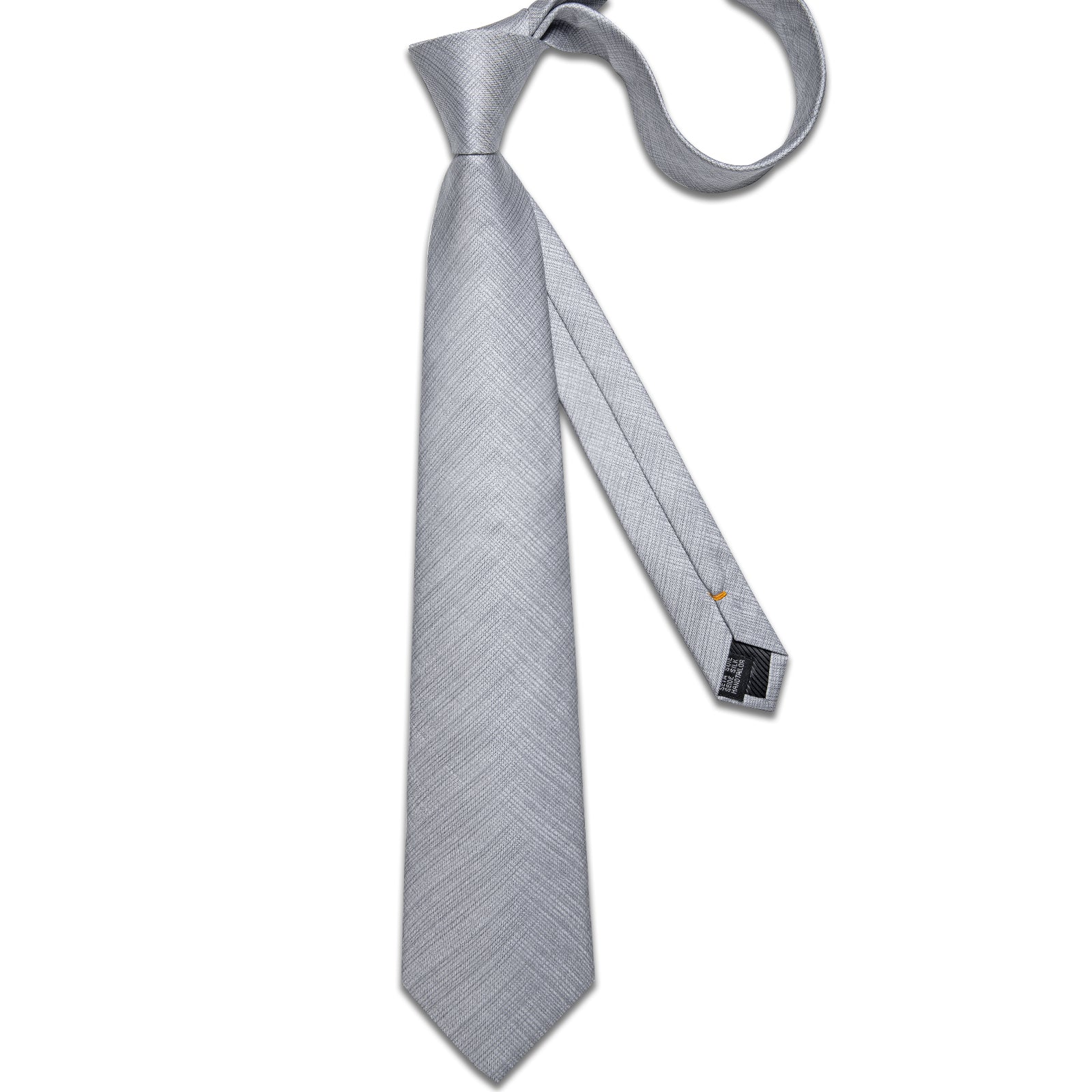 Grey Solid Men's Tie Handkerchief Cufflinks Clip Set