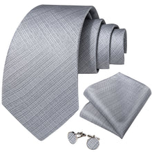 Grey Solid Men's Tie Pocket Square Handkerchief Set