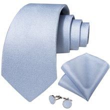 Light Blue Solid Men's Tie Pocket Square Handkerchief Set