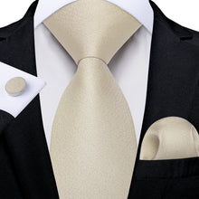 Khaki Solid Men's Tie Pocket Square Handkerchief Set