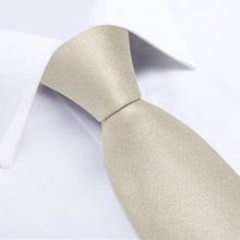 Khaki Solid Men's Tie Handkerchief Cufflinks Clip Set