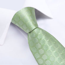 Green Plaid Men's Tie Pocket Square Handkerchief Set