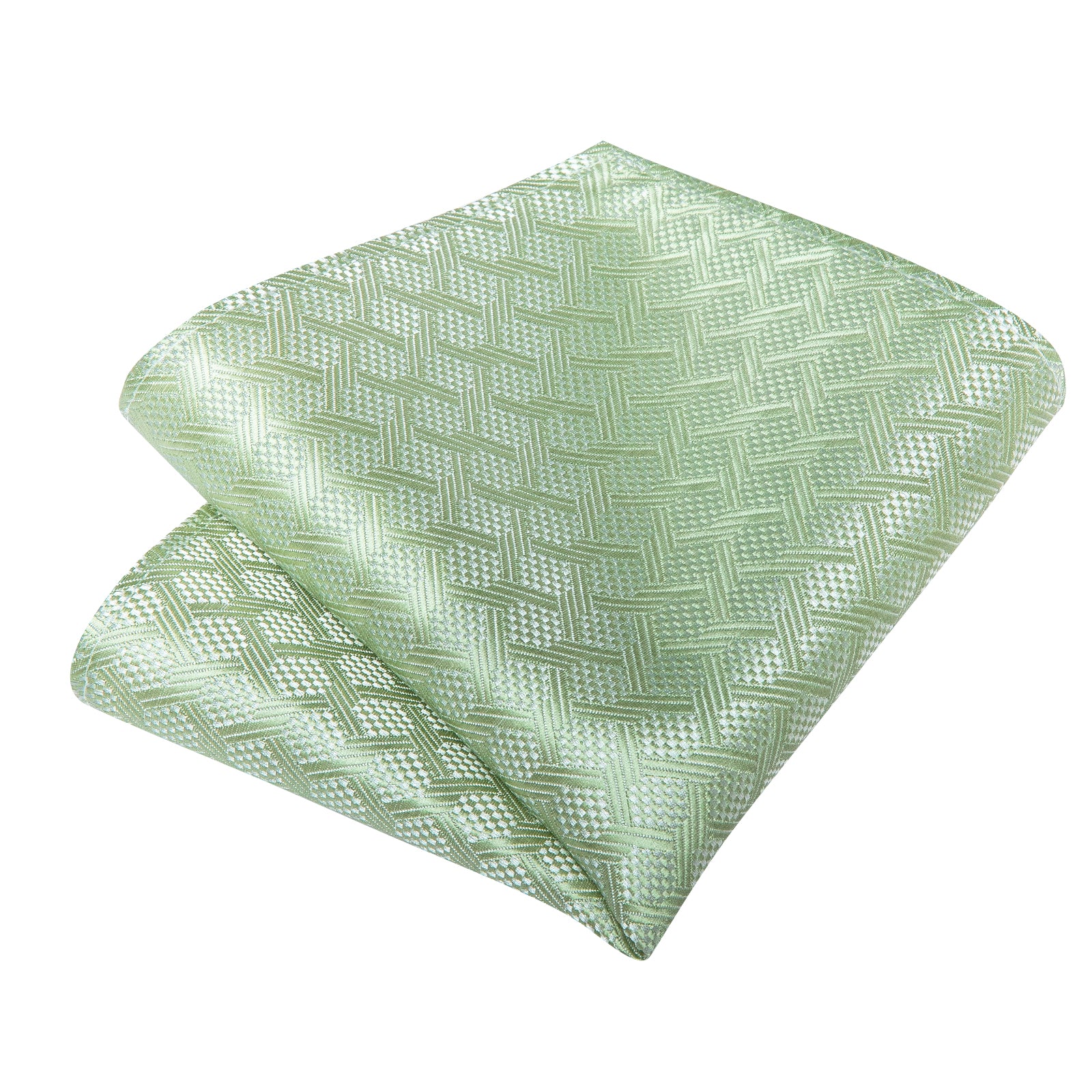 Green Plaid Men's Tie Handkerchief Cufflinks Clip Set