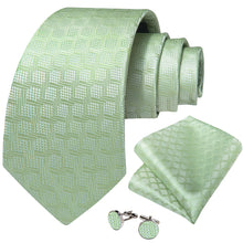 Green Plaid Men's Tie Pocket Square Handkerchief Set