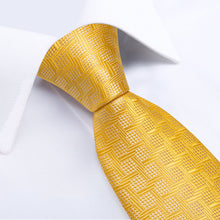 Yellow Plaid Men's Tie Pocket Square Handkerchief Set