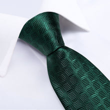 Green Striped Solid Men's Tie Pocket Square Handkerchief Set