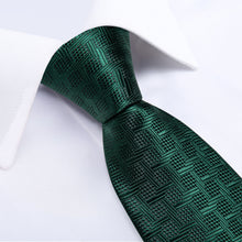 Green Striped Men's Tie Handkerchief Cufflinks Clip Set