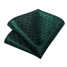 Green Striped Solid Men's Tie Pocket Square Handkerchief Set
