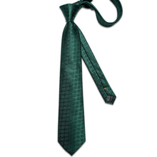 Green Striped Men's Tie Handkerchief Cufflinks Clip Set