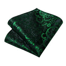 Green Floral Men's Tie Handkerchief Cufflinks Set