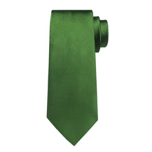 Green Solid Men's Tie Handkerchief Cufflinks Clip Set