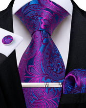 Floral Tie Blue Purple Men's Silk Tie