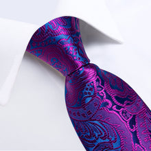 Floral Tie Blue Purple Men's Silk Tie