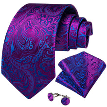 Floral Tie Blue Purple Men's Silk Tie
