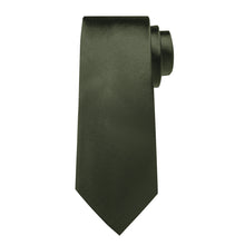 Dark Green Solid Men's Tie Handkerchief Cufflinks Clip Set