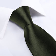 Dark Green Solid Men's Tie Handkerchief Cufflinks Clip Set