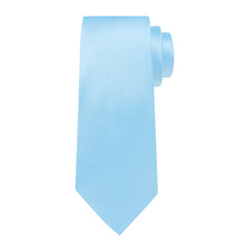 Sky Blue Solid Men's Tie Handkerchief Cufflinks Clip Set