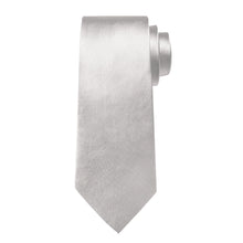 Silver Solid Men's Tie Handkerchief Cufflinks Set