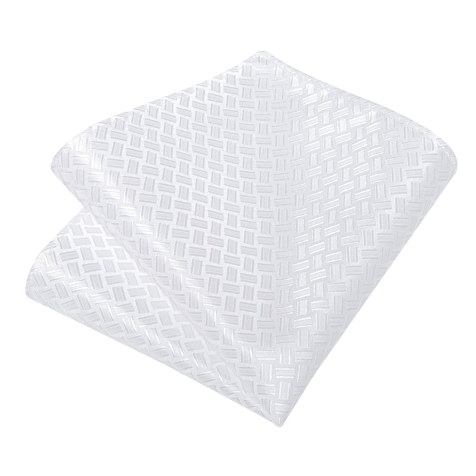 White Striped Men's Tie Handkerchief Cufflinks Clip Set