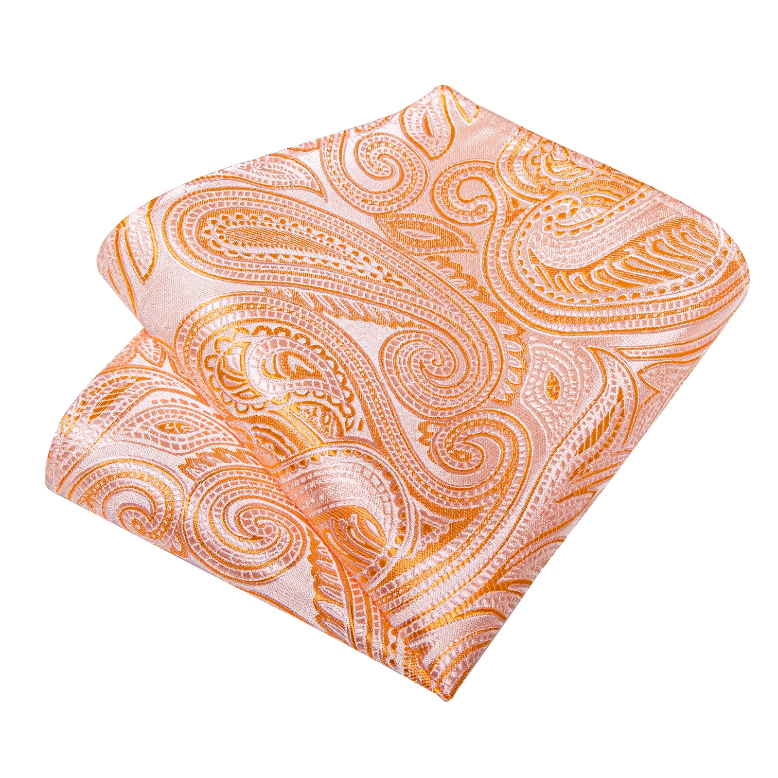 paisley orange neck ties hanky cufflinks set for business