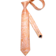 paisley orange neck ties hanky cufflinks set for business