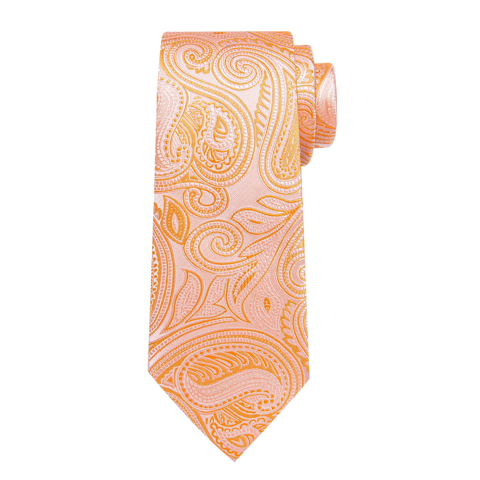 paisley orange neck ties hanky cufflinks set for business