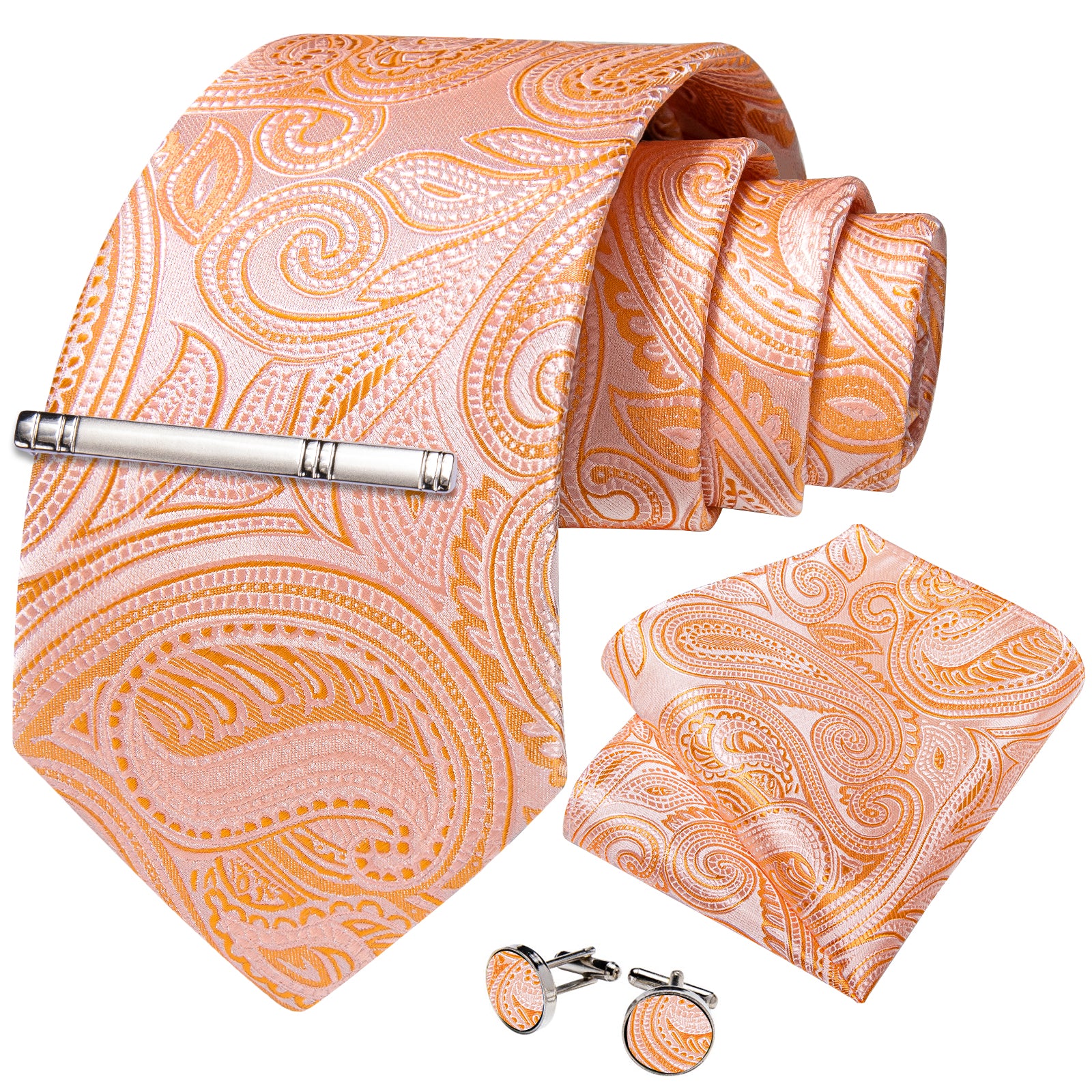 silk paisley orange wedding ties for men