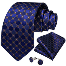 Black Green Plaid Men's Tie Pocket Square Cufflinks Set