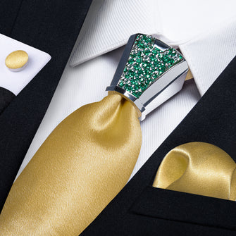 Gold Tie 4PC Set Solid Shining Champagne Gold Tie