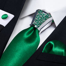 fashion Shining Solid Sea Green men's neck ties handkerchief cufflinks set with tie accessory ring set