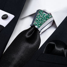 mens black ties Solid Shining Tie handkerchief cufflinks set with accessory ring set for business