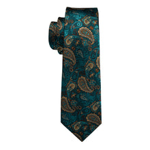 Teal Paisley Tie Handkerchief Cufflinks Set (4539110162513)
