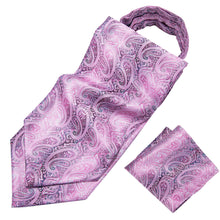 Purple Paisley Silk Cravat Woven Ascot Tie Pocket Square Handkerchief Suit Set (1930066919466)