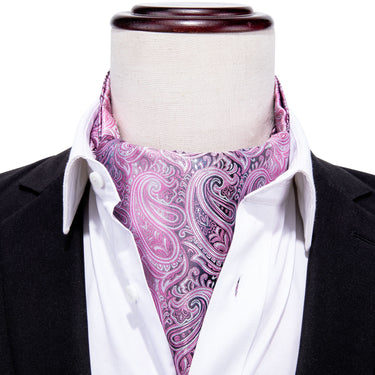 Purple Paisley Silk Cravat Woven Ascot Tie Pocket Square Handkerchief Suit Set (1930066919466)