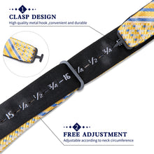 Gold Blue Plaid Self-Bowtie Pocket Square Cufflinks Set (4339151798353)