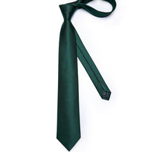 New Solid Darker Green Striped suit green tie Handkerchief Cufflinks Set